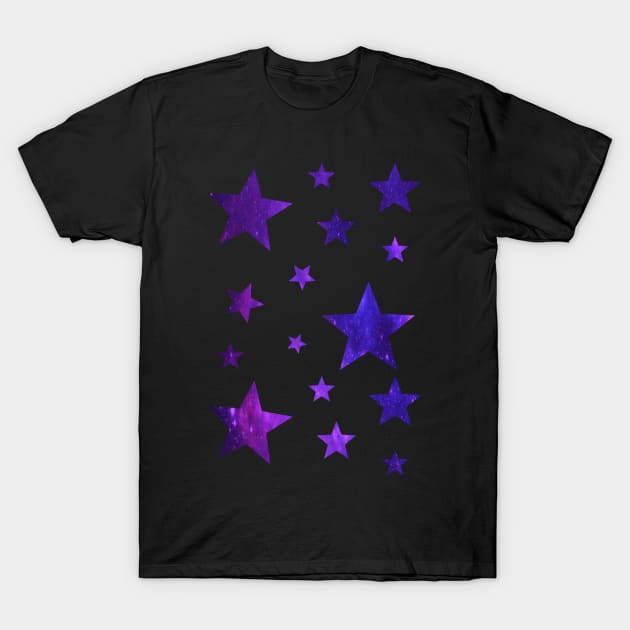 Blue Purple Ombre Galaxy Stars T-Shirt by Felicity-K